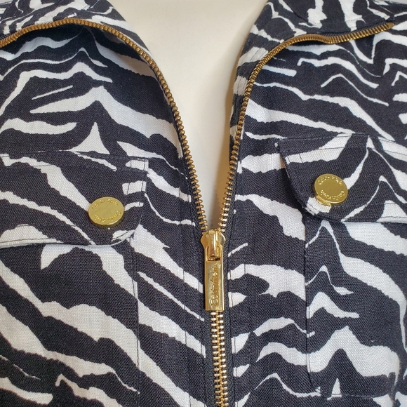 Calvin Klein Linen Zebra Print Anorak Jacket - Picture 7 of 10
